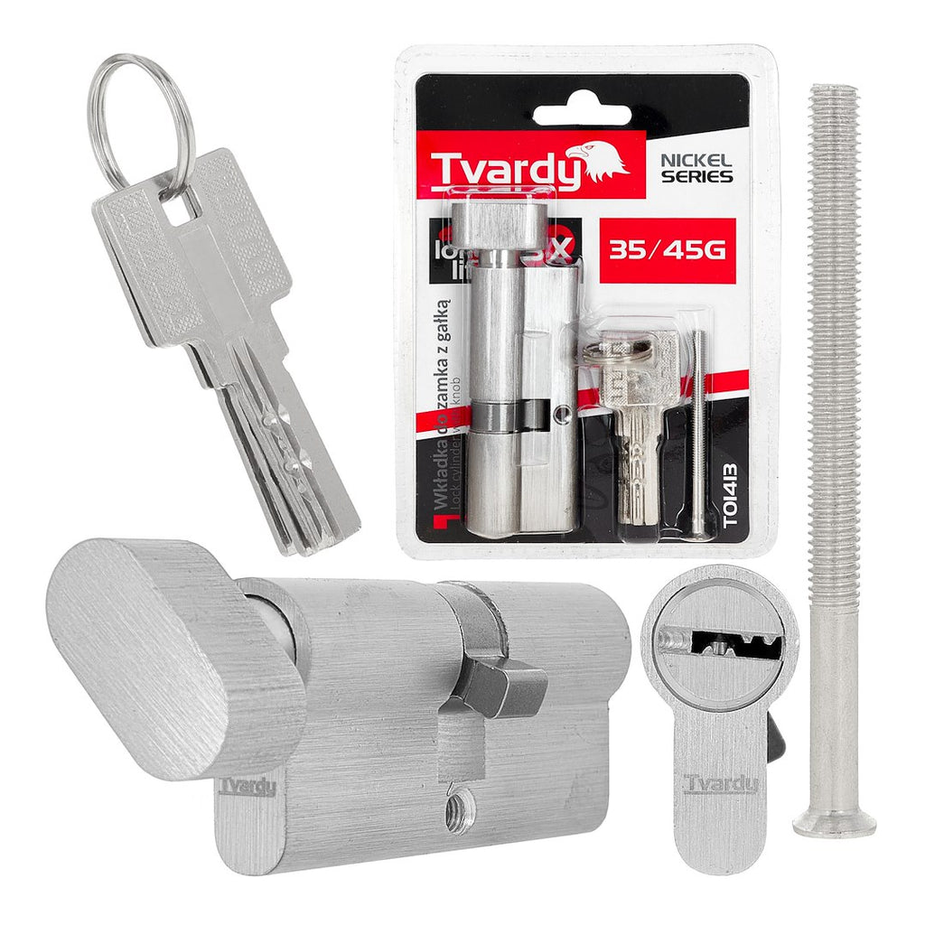 Lock cylinder insert with knob 35/45k (nickel color)