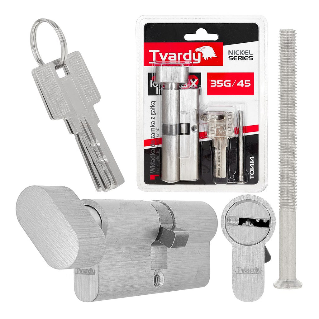Lock Cylinder Insert with Knob 35k/45 (nickel color)