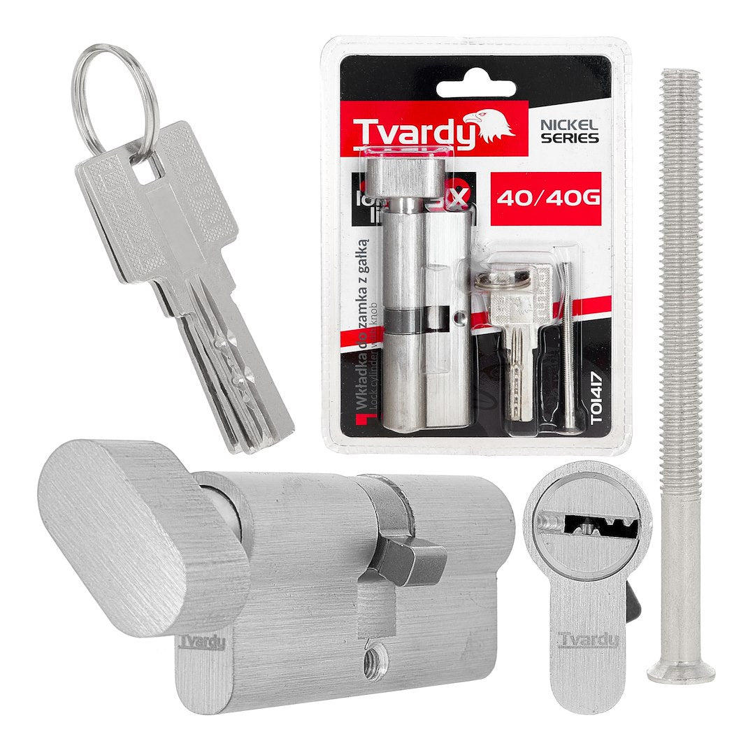 Lock cylinder insert with knob 40/40k (nickel color)