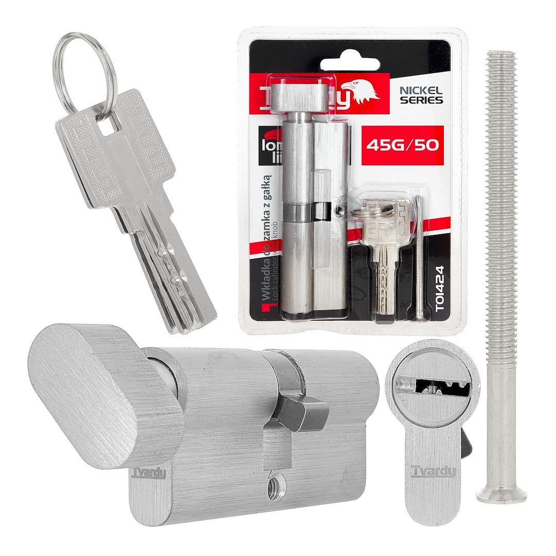 Lock cylinder insert with knob 45k/50 (nickel color)