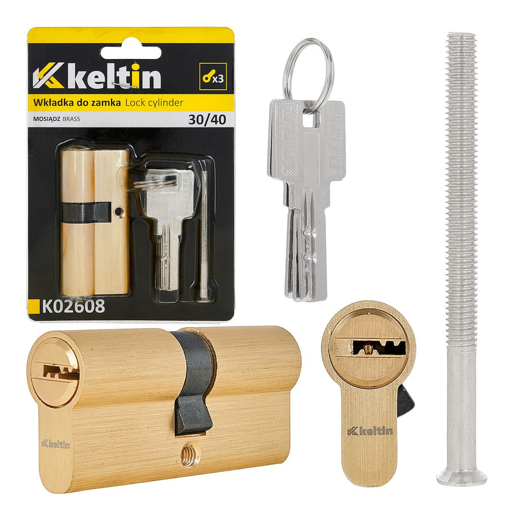 Lock cylinder insert 30/40 (brushed brass)