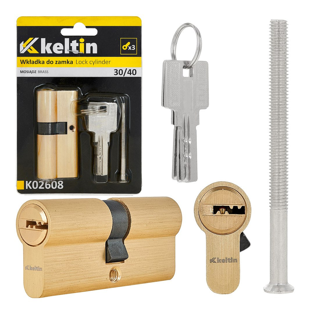 Lock cylinder insert 30/40 (brushed brass)