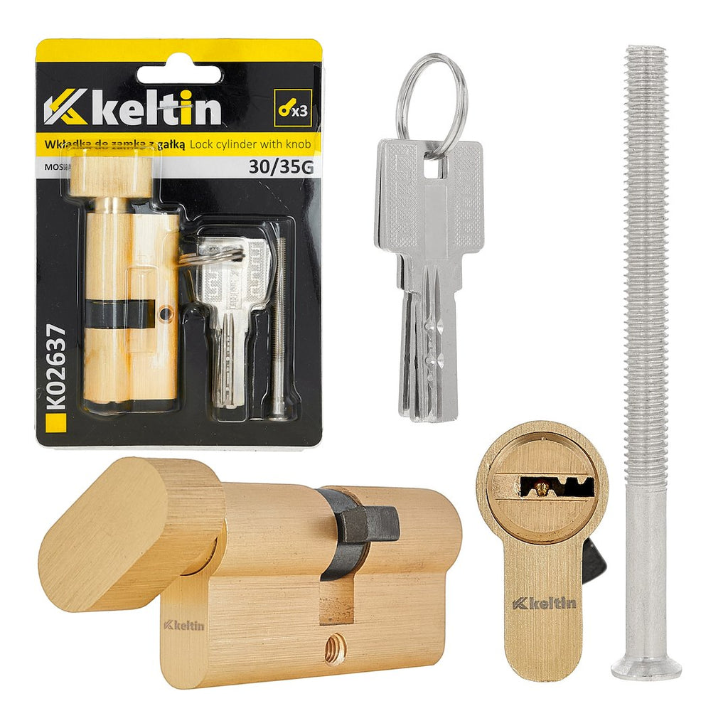 Lock cylinder insert with knob 30/35k (brass color)