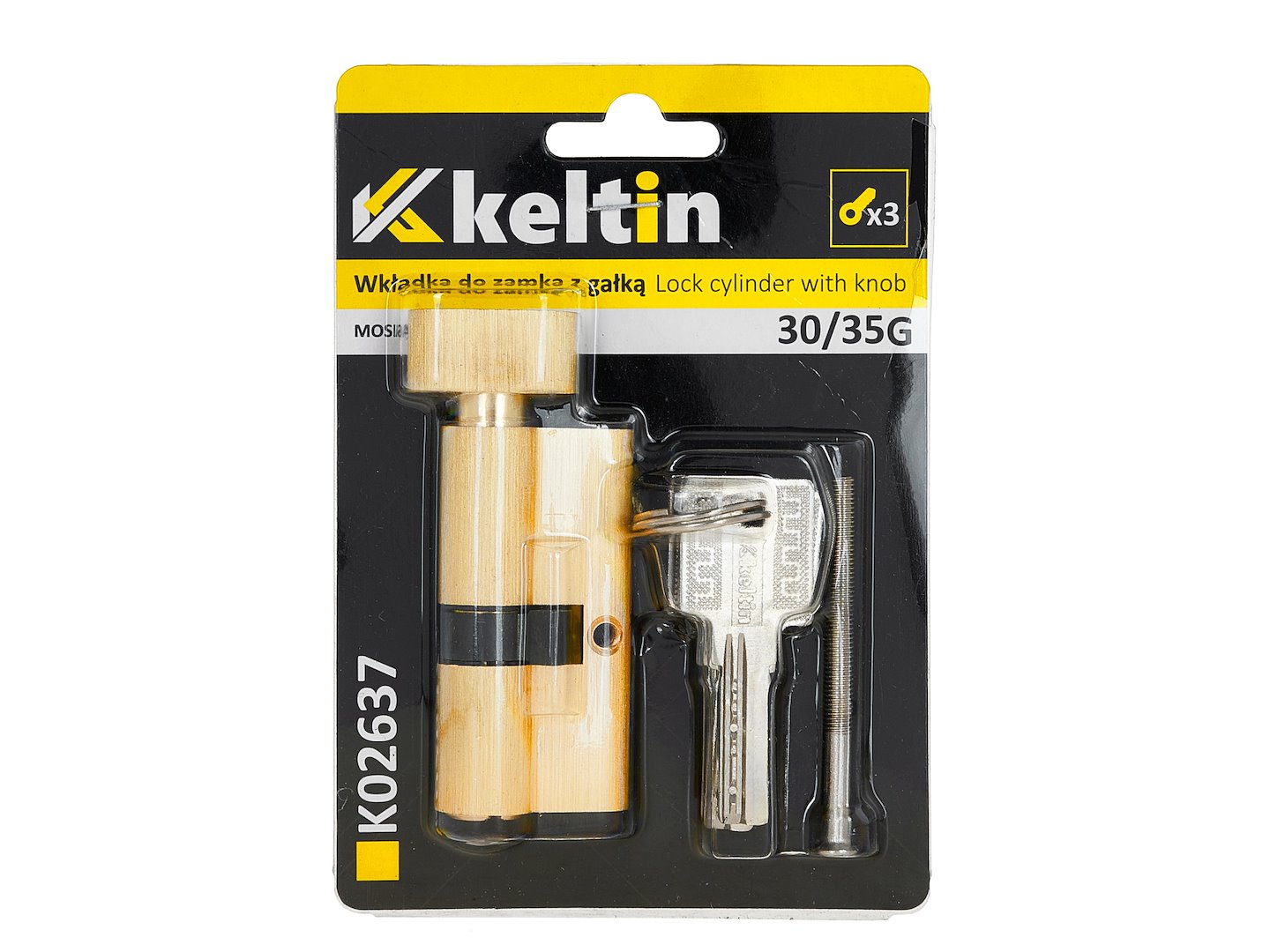Lock cylinder insert with knob 30/35k (brass color)