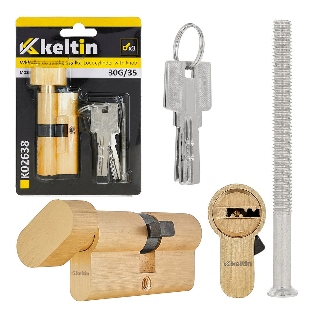 Lock cylinder insert with knob 30k/35 (brass-colored)