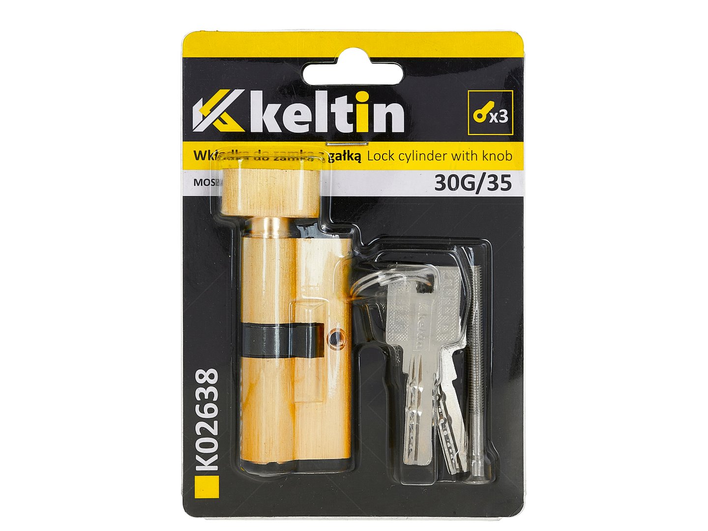 Lock cylinder insert with knob 30k/35 (brass-colored)