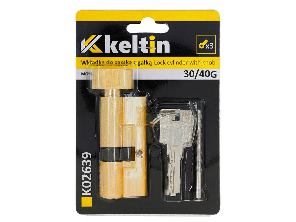Lock Cylinder Insert with Knob 30/40k (brass color)