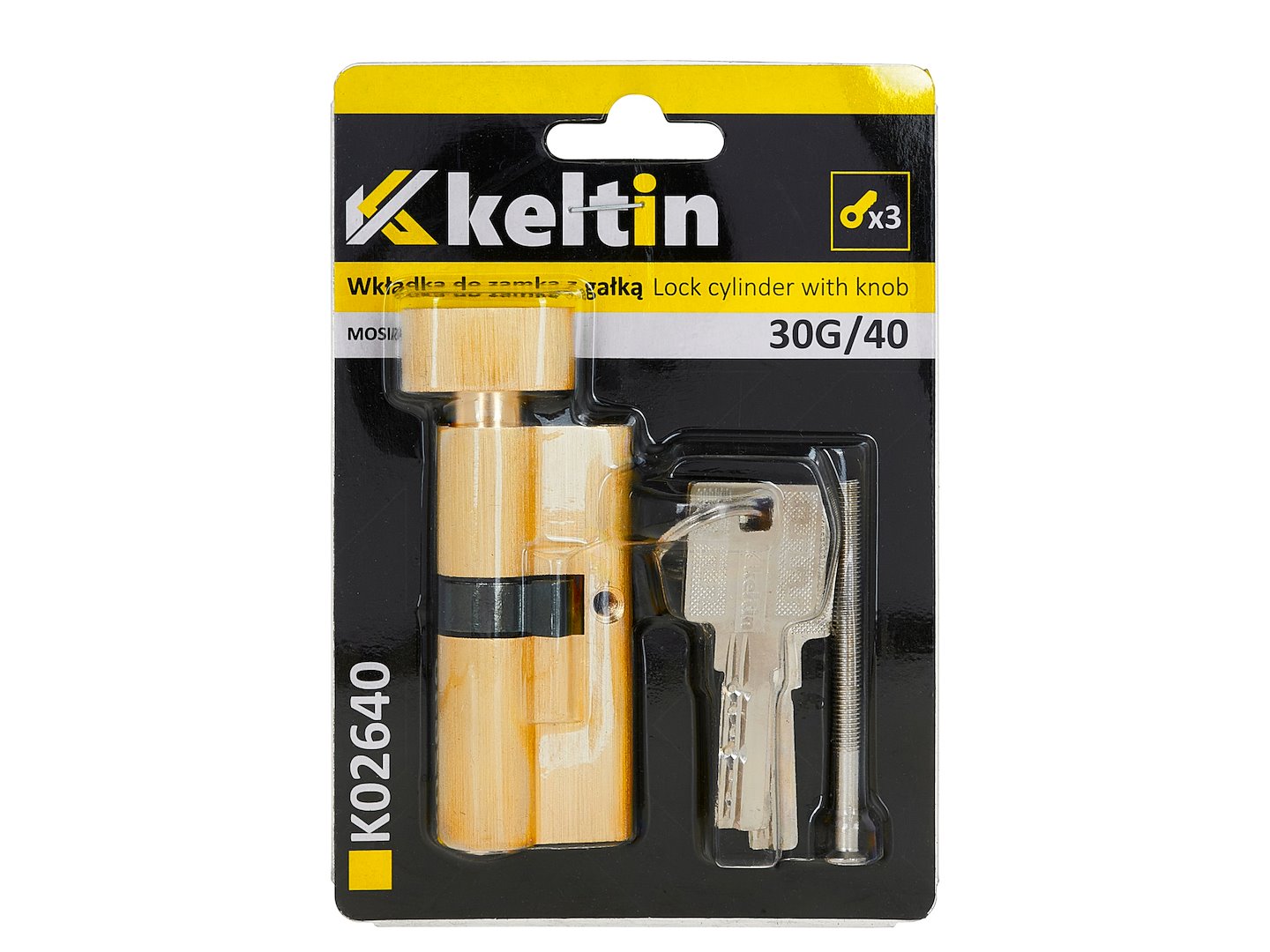 Lock Cylinder Insert with Knob 30k/40 (brass color)