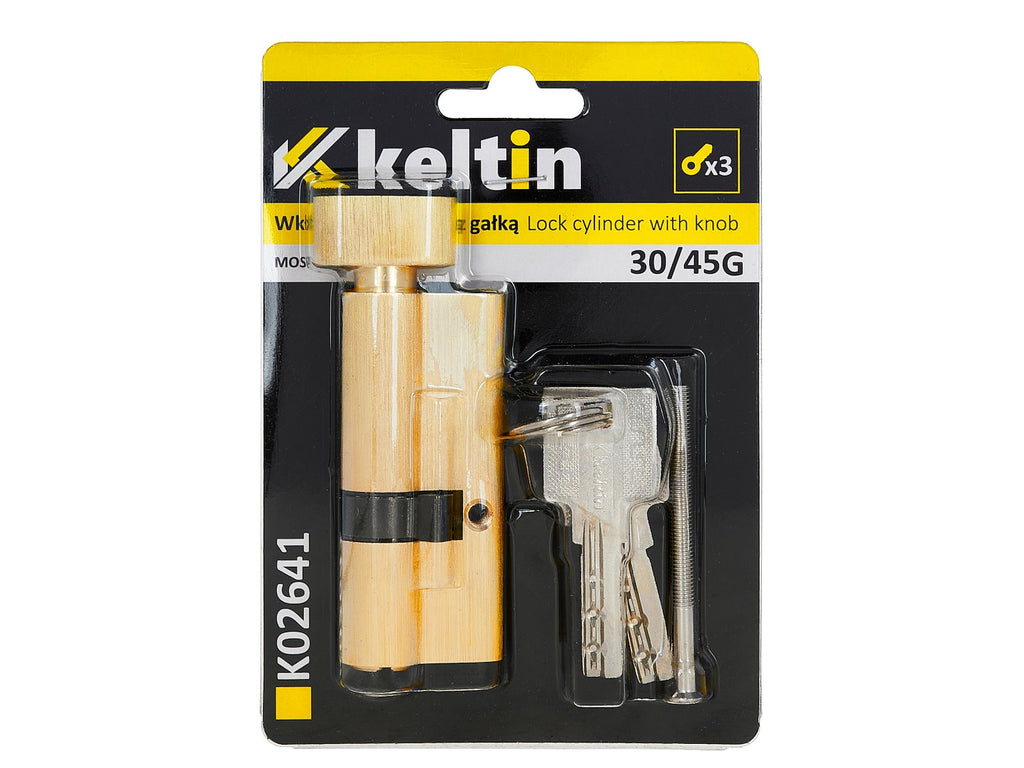 Lock Cylinder Insert with Knob 30/45k (brass color)