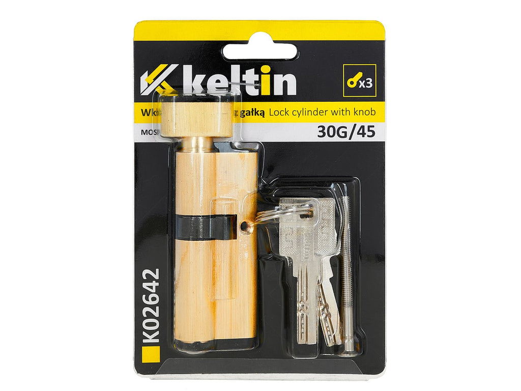 Lock cylinder insert with knob 30k/45 (brass-colored)