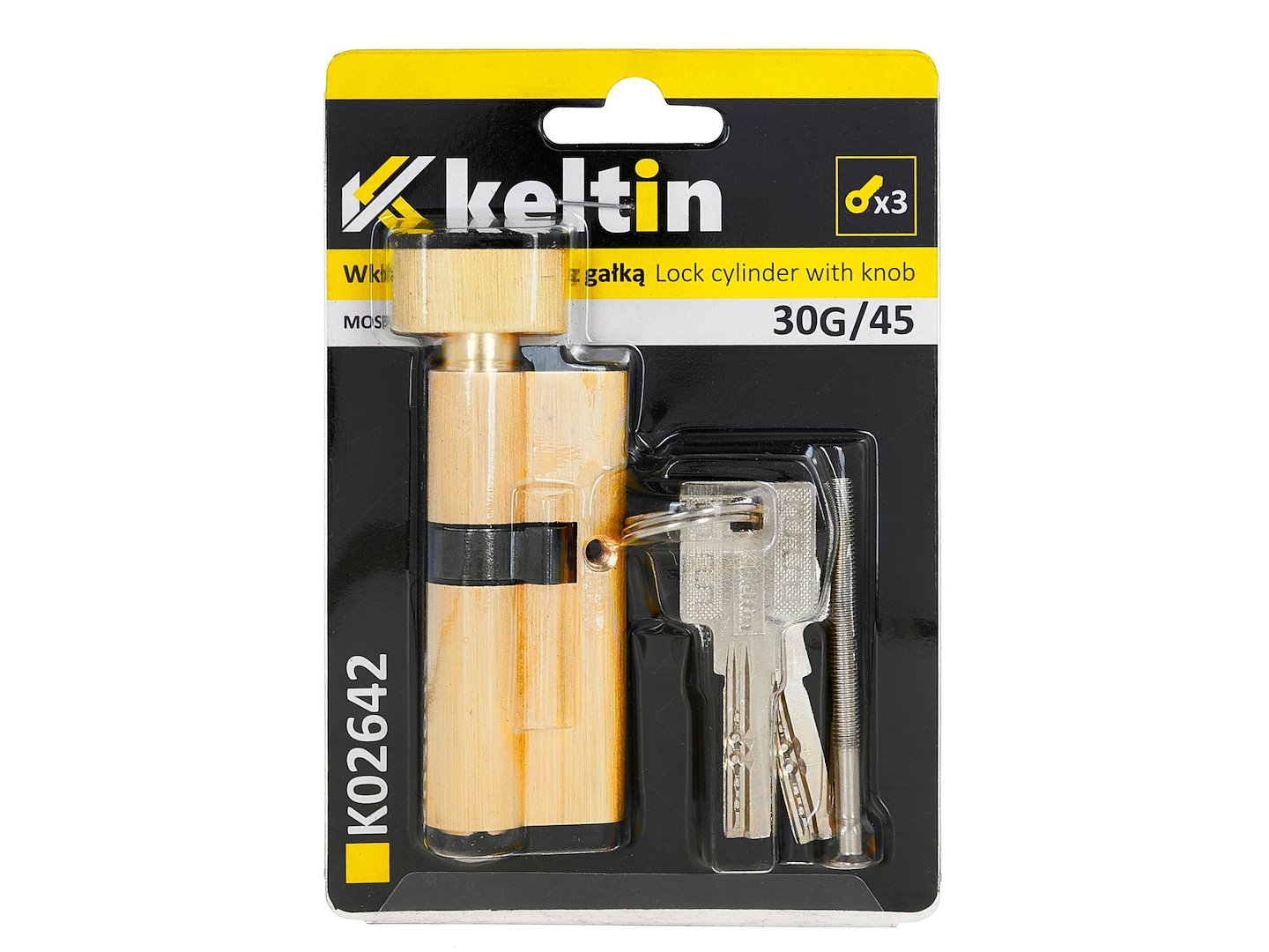 Lock cylinder insert with knob 30k/45 (brass-colored)