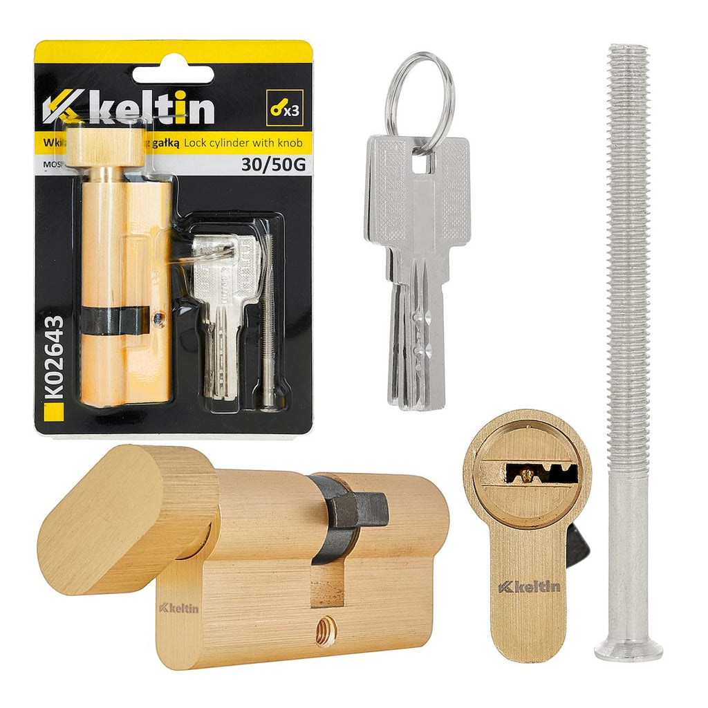 Lock Cylinder Insert with Knob 30/50k (brass color)