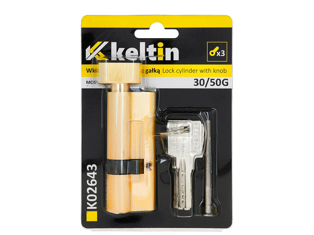 Lock Cylinder Insert with Knob 30/50k (brass color)