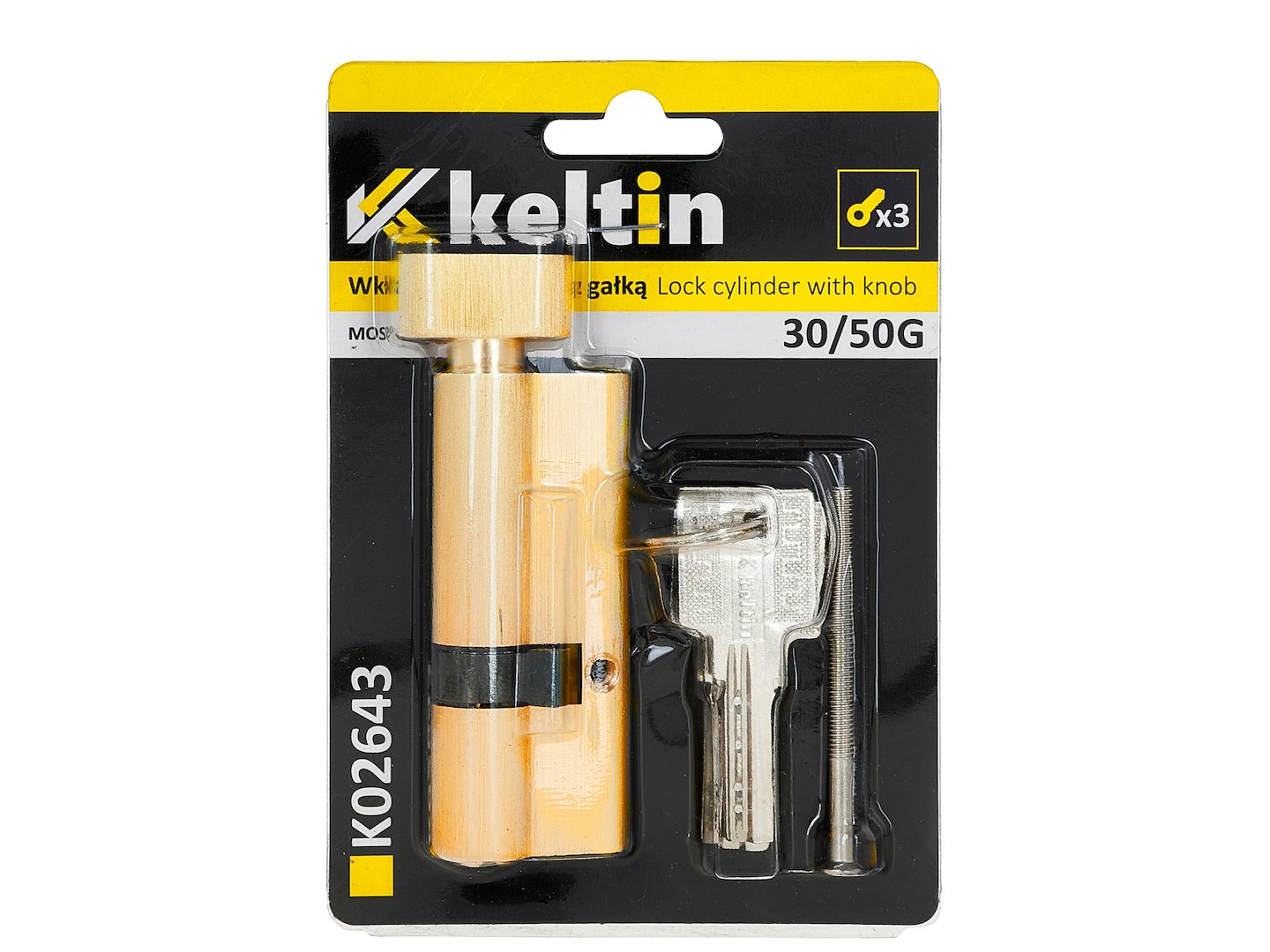 Lock Cylinder Insert with Knob 30/50k (brass color)