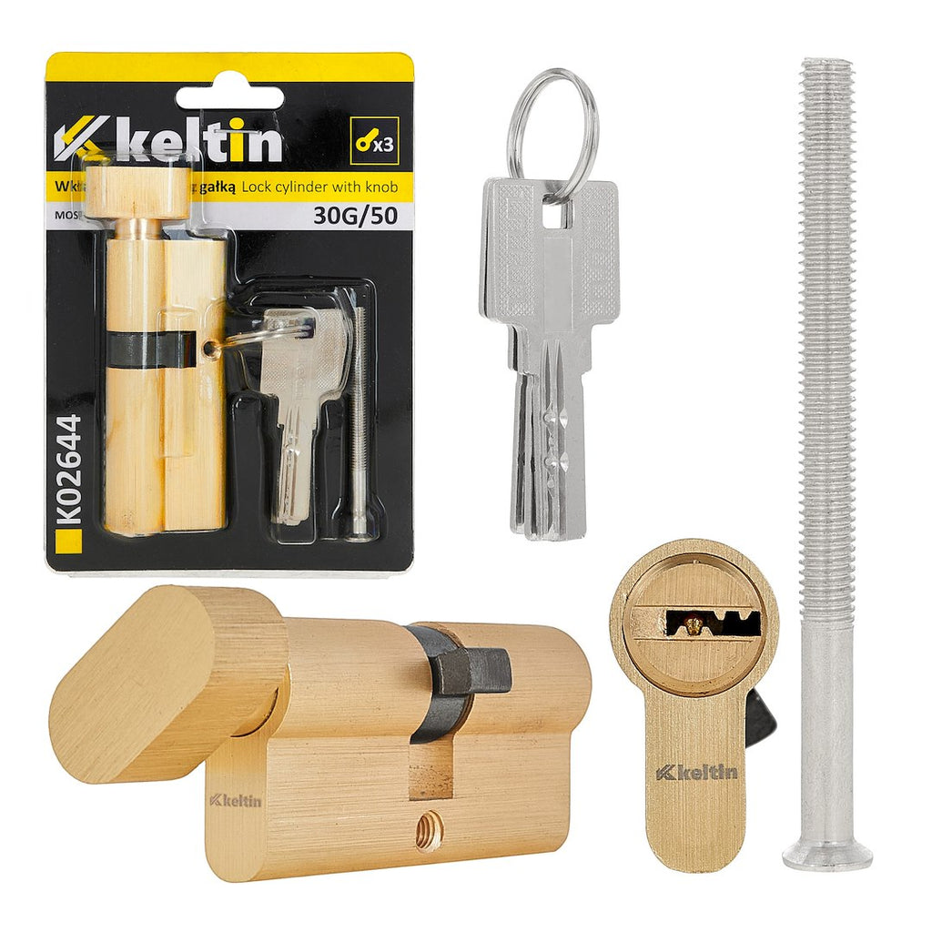 Lock cylinder insert with knob 30k/50 (brass color)