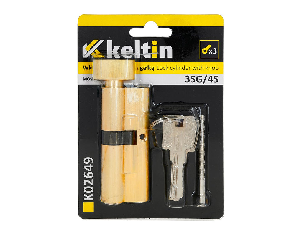 Lock cylinder insert with knob 35k/45 (brass color)