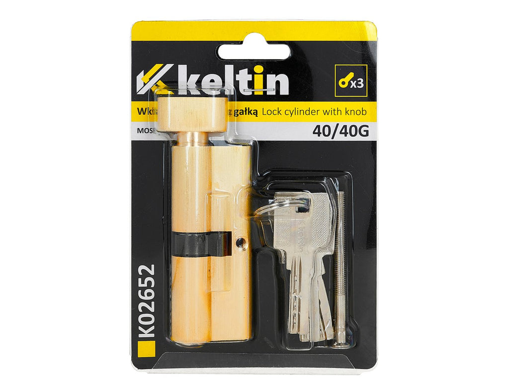 Lock Cylinder Insert with Knob 40/40k (brass color)