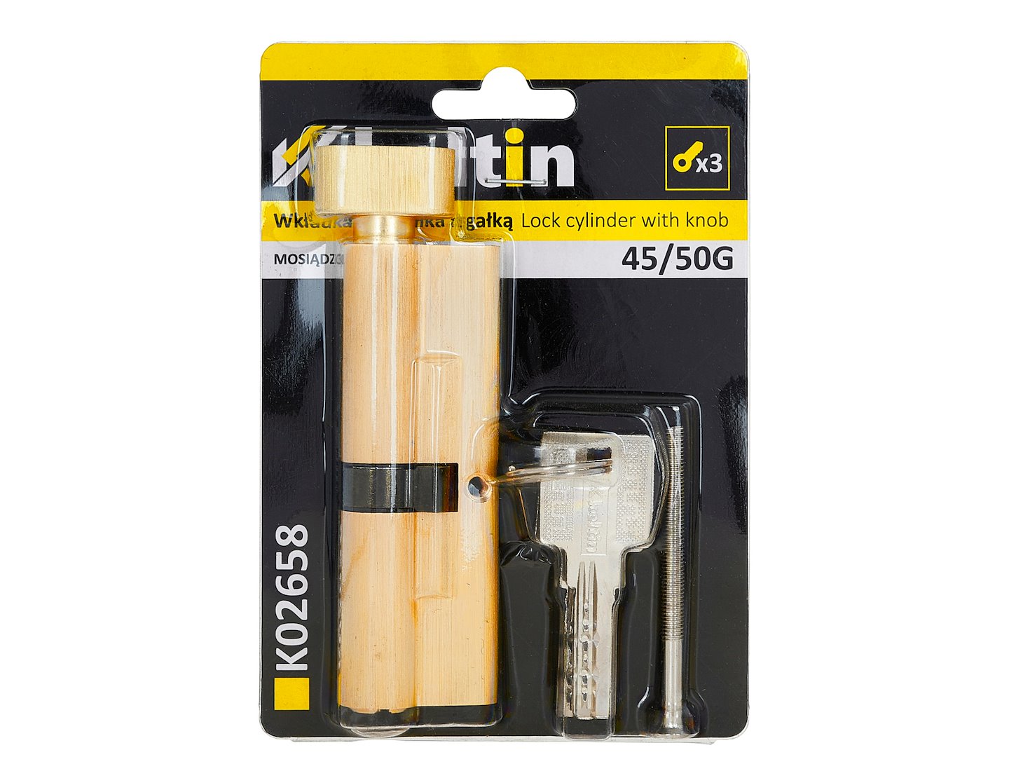 Lock cylinder insert with knob 45/50k (brass color)