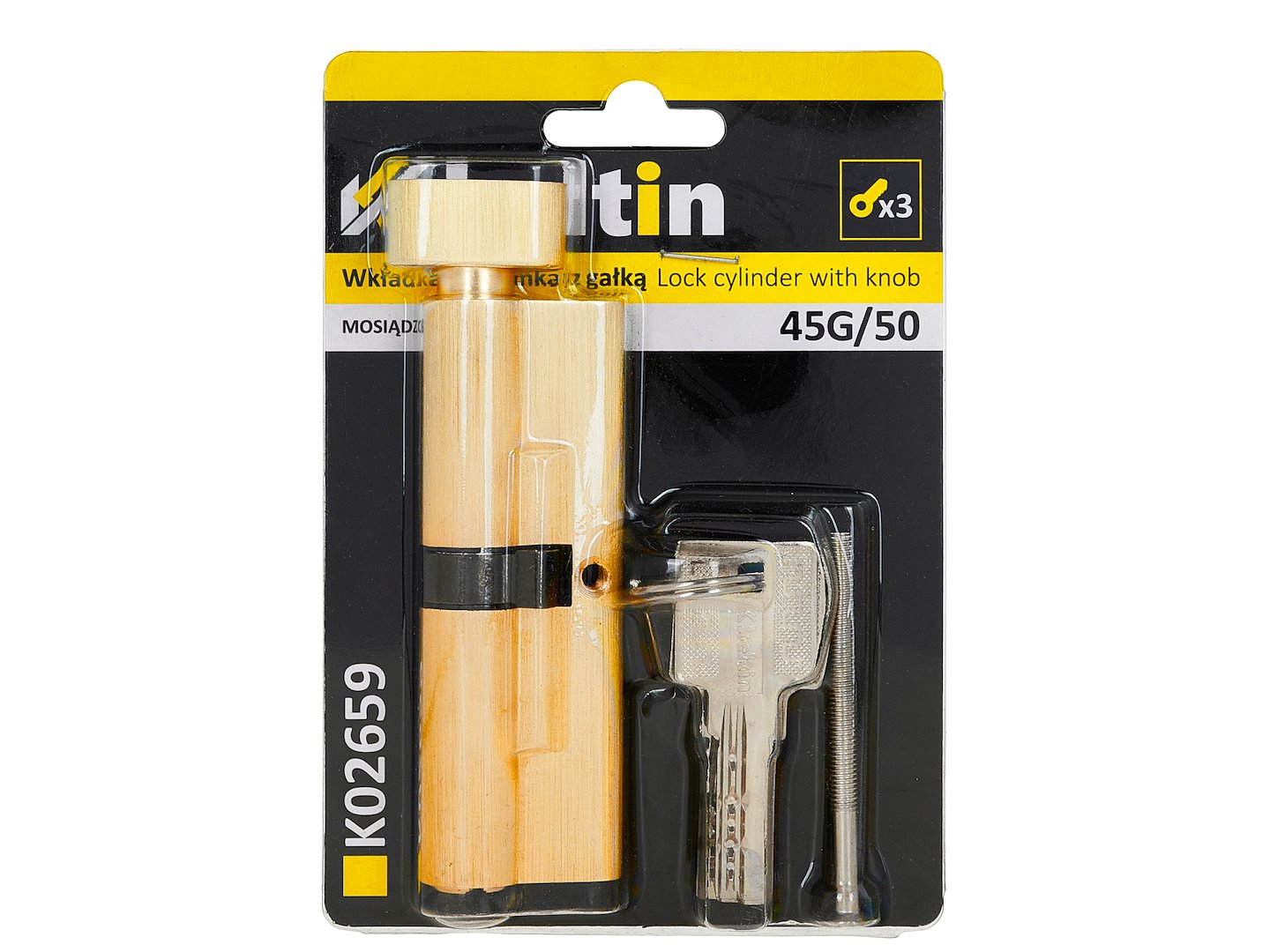 Lock cylinder insert with knob 45k/50 (brass color)
