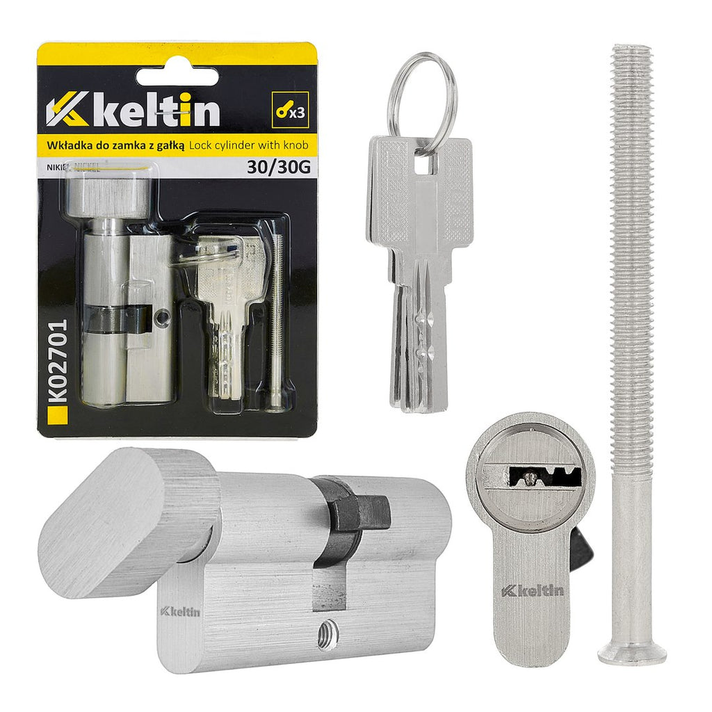 Lock Cylinder Insert with Knob 30/30k (nickel color)