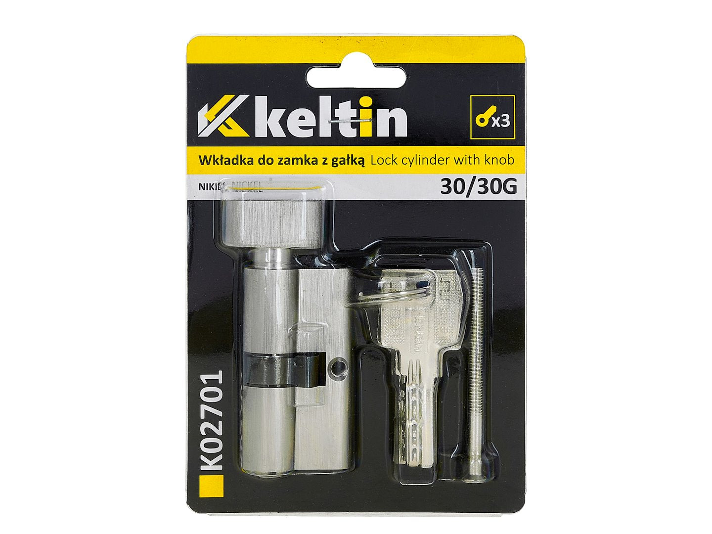Lock Cylinder Insert with Knob 30/30k (nickel color)