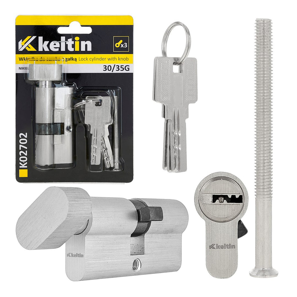 Lock Cylinder Insert with Knob 30/35k (Nickel Color)