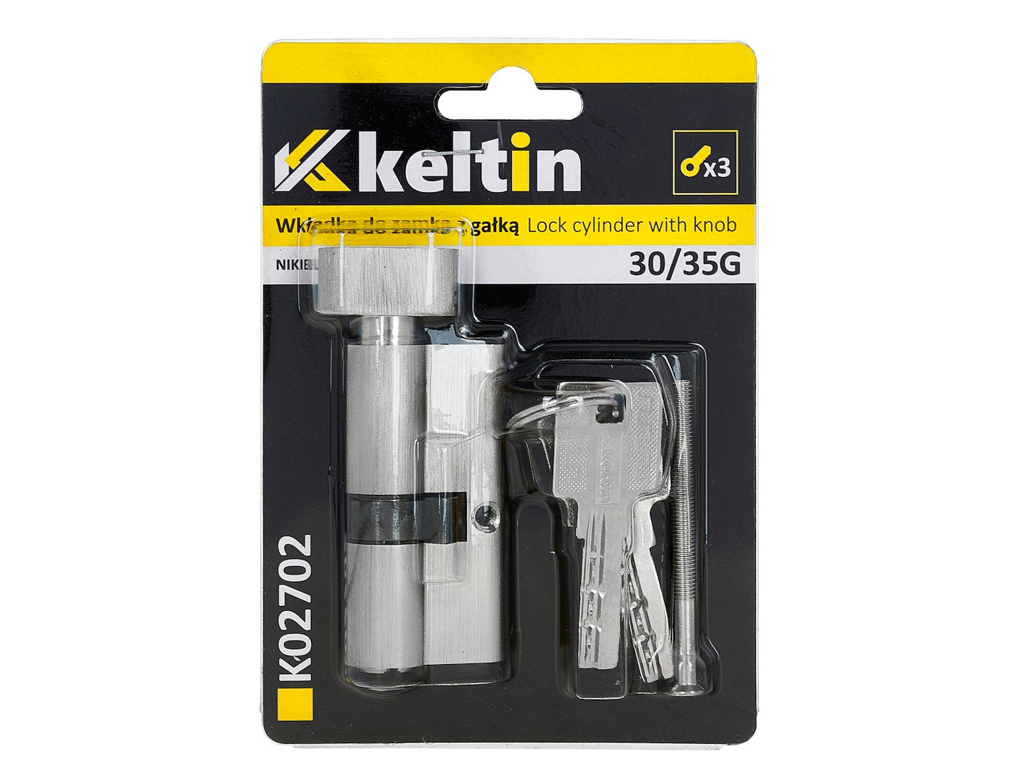 Lock Cylinder Insert with Knob 30/35k (Nickel Color)