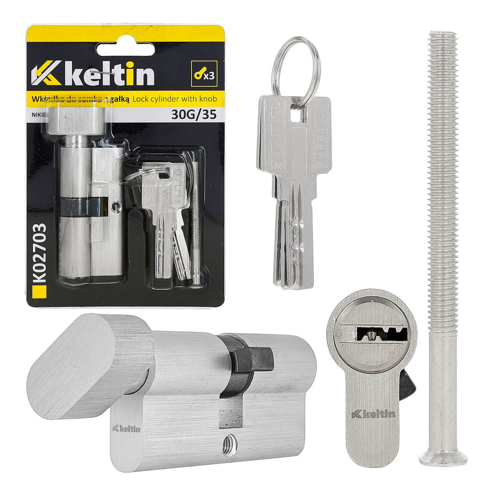 Lock Cylinder Insert with Knob 30k/35 (Nickel Color)