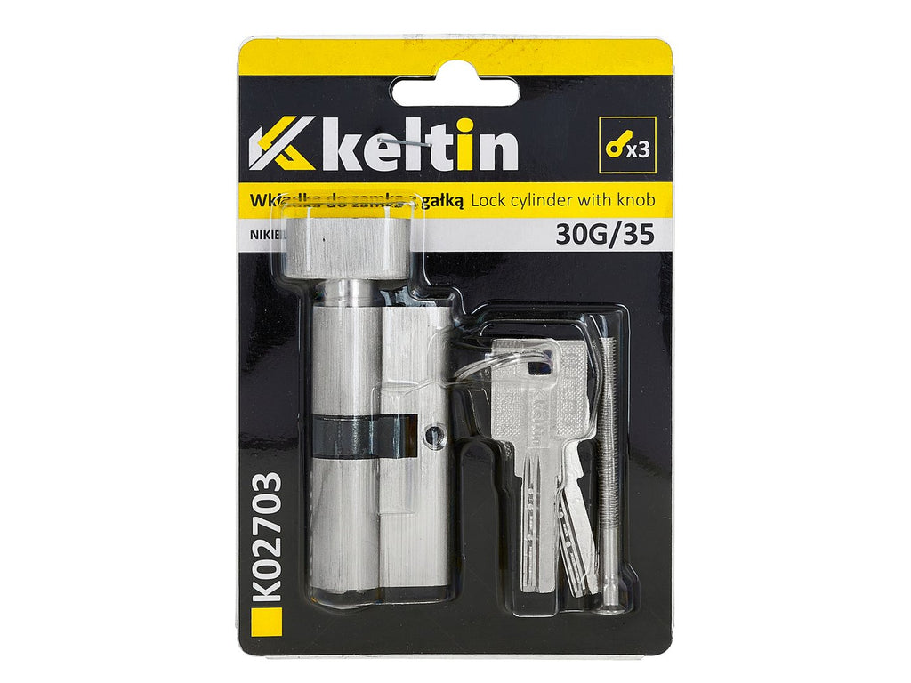 Lock Cylinder Insert with Knob 30k/35 (Nickel Color)