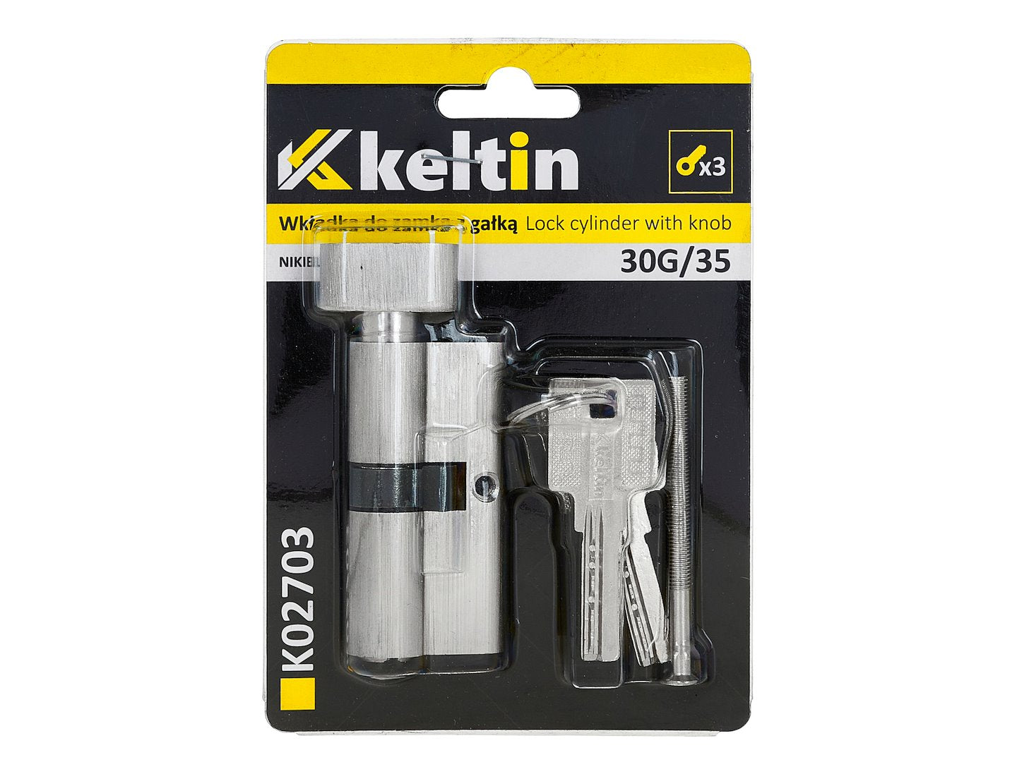 Lock Cylinder Insert with Knob 30k/35 (Nickel Color)