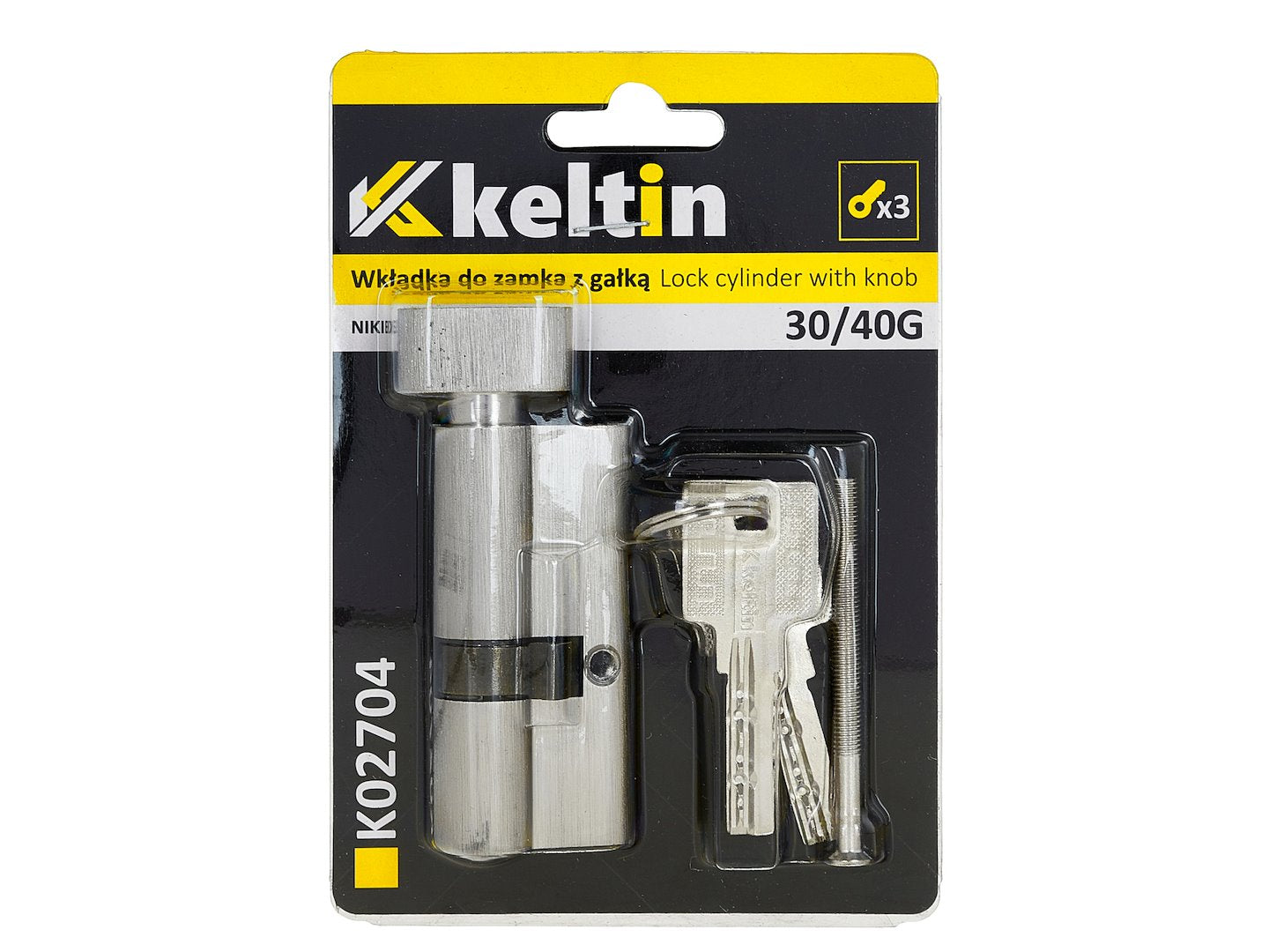 Lock Cylinder Insert with Knob 30/40k (nickel color)