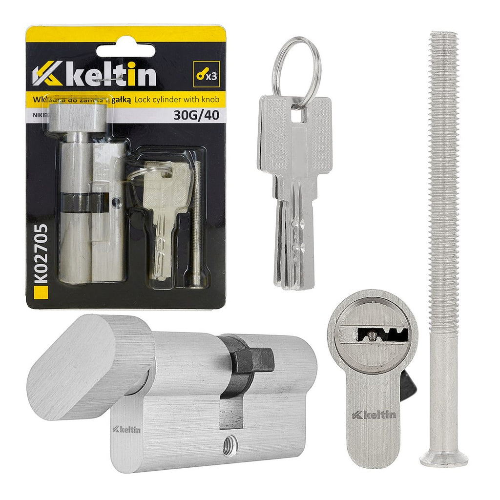 Lock cylinder insert with knob, 30k/40 (nickel color)