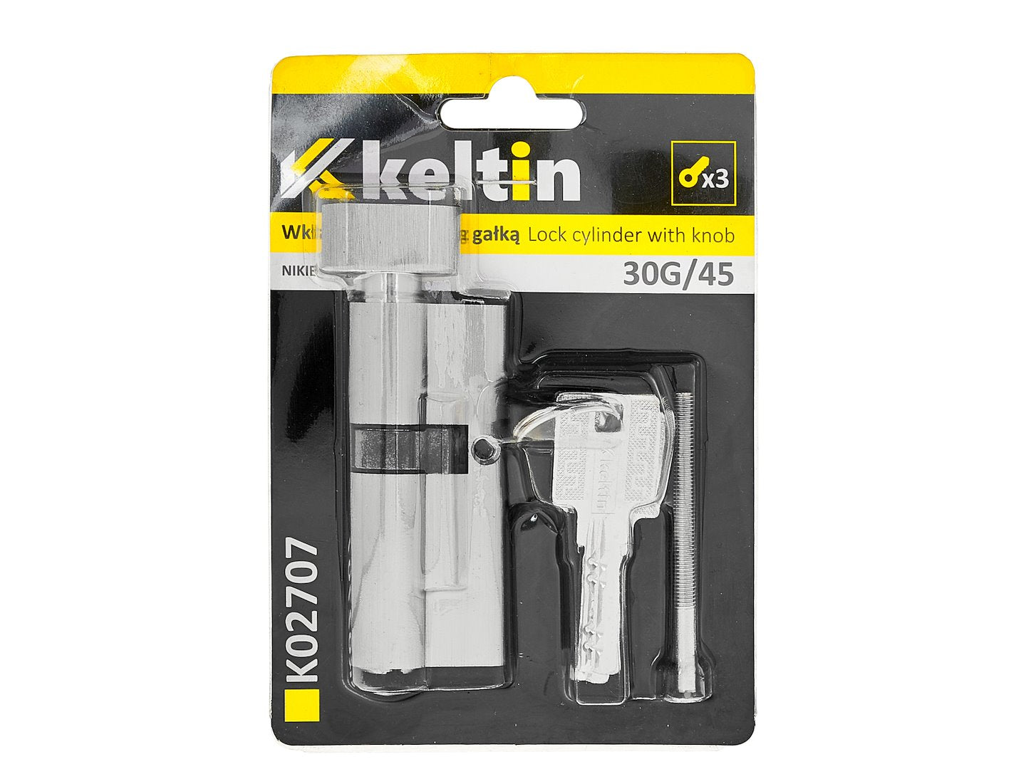 Lock Cylinder Insert with Knob 30k/45 (nickel color)