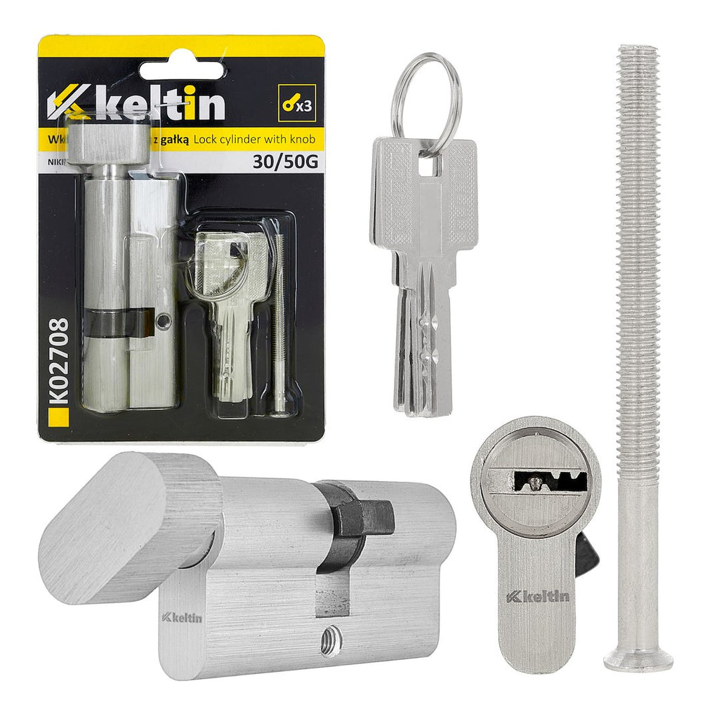 Lock Cylinder Insert with Knob 30/50k (nickel color)