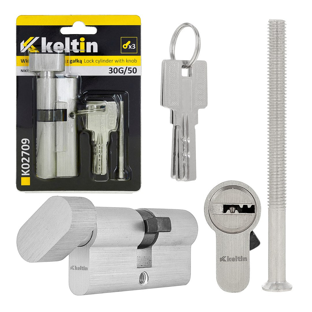 Lock Cylinder Insert with Knob 30k/50 (Nickel Color)