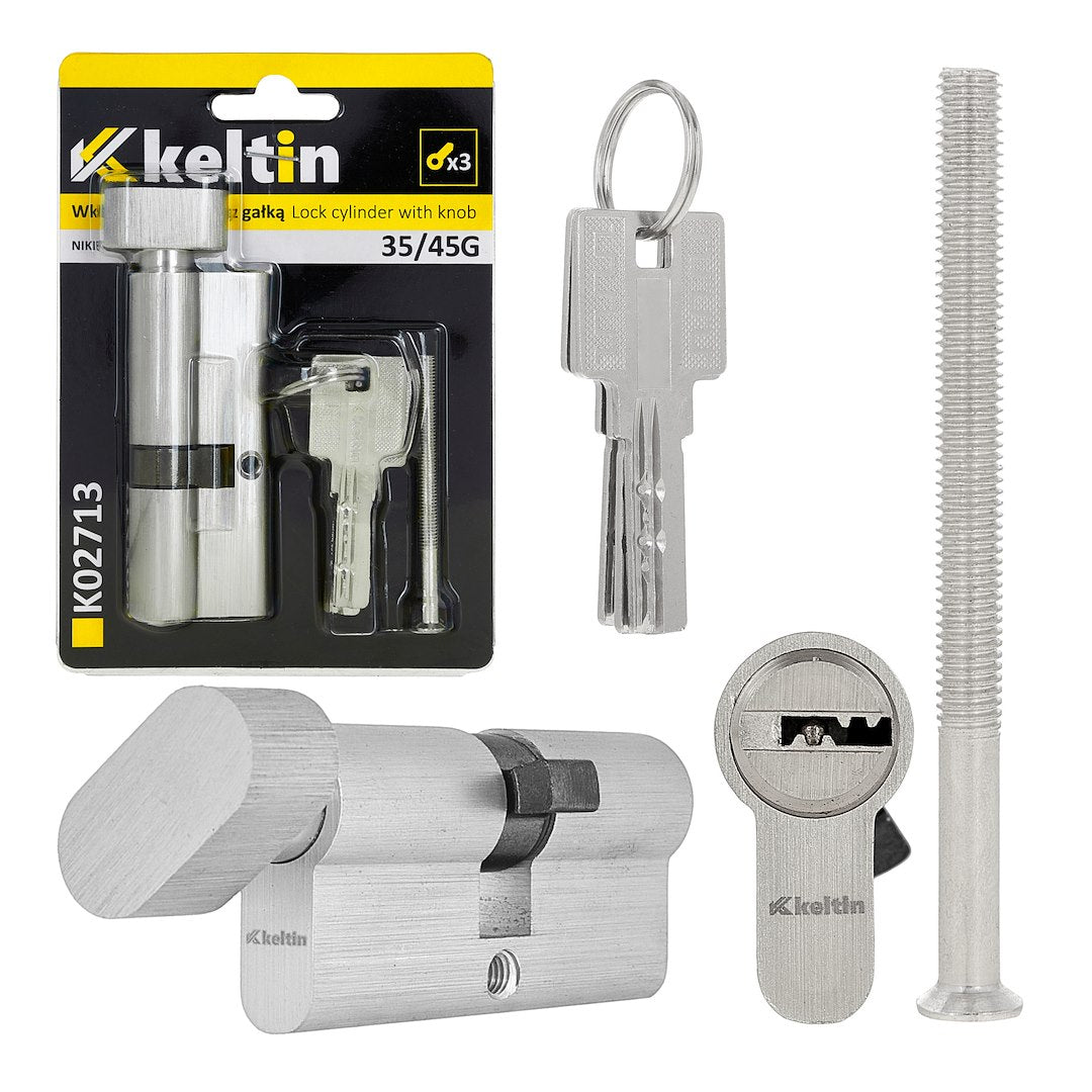 Lock cylinder insert with knob 35/45k (nickel color)