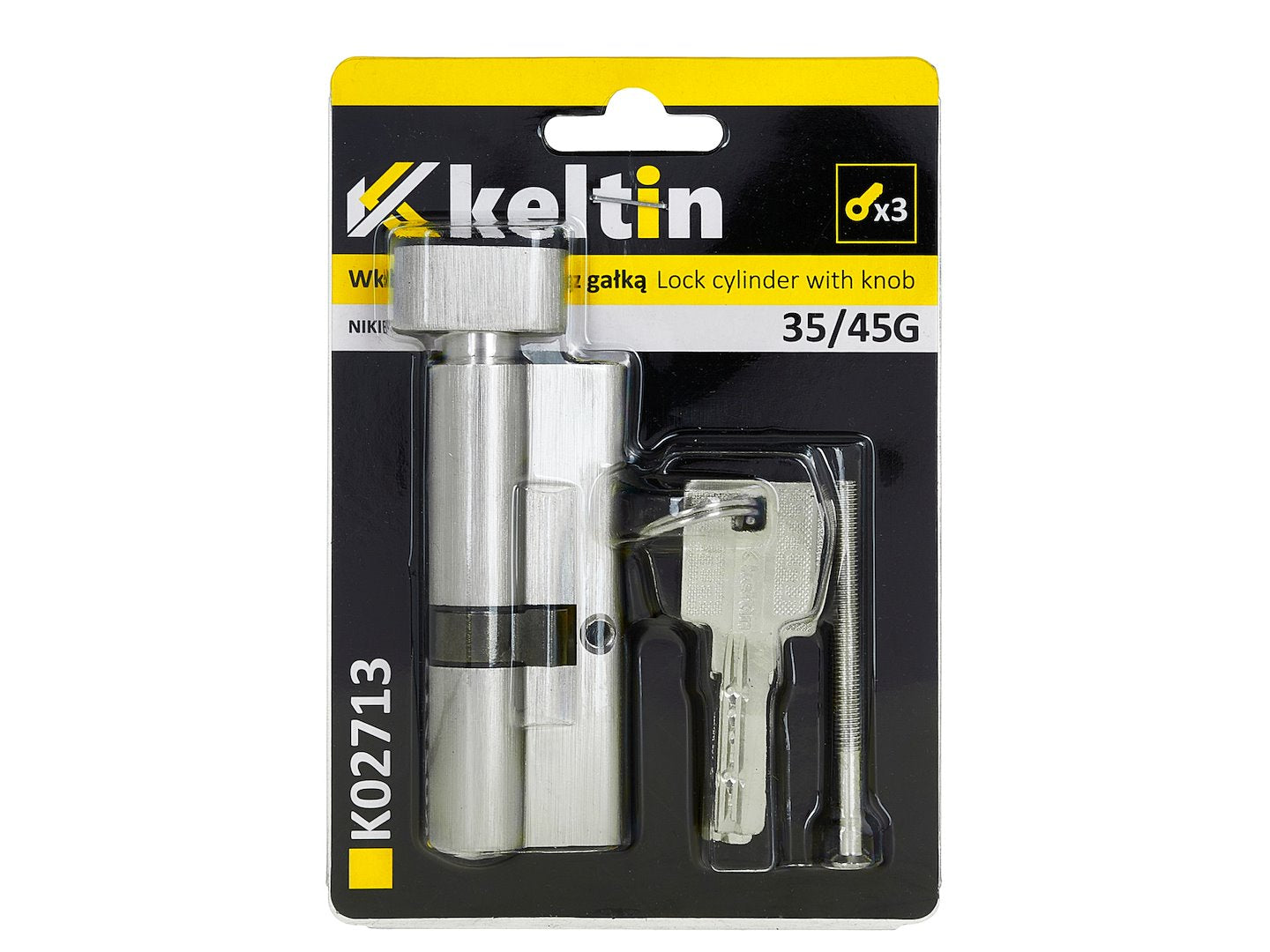 Lock cylinder insert with knob 35/45k (nickel color)