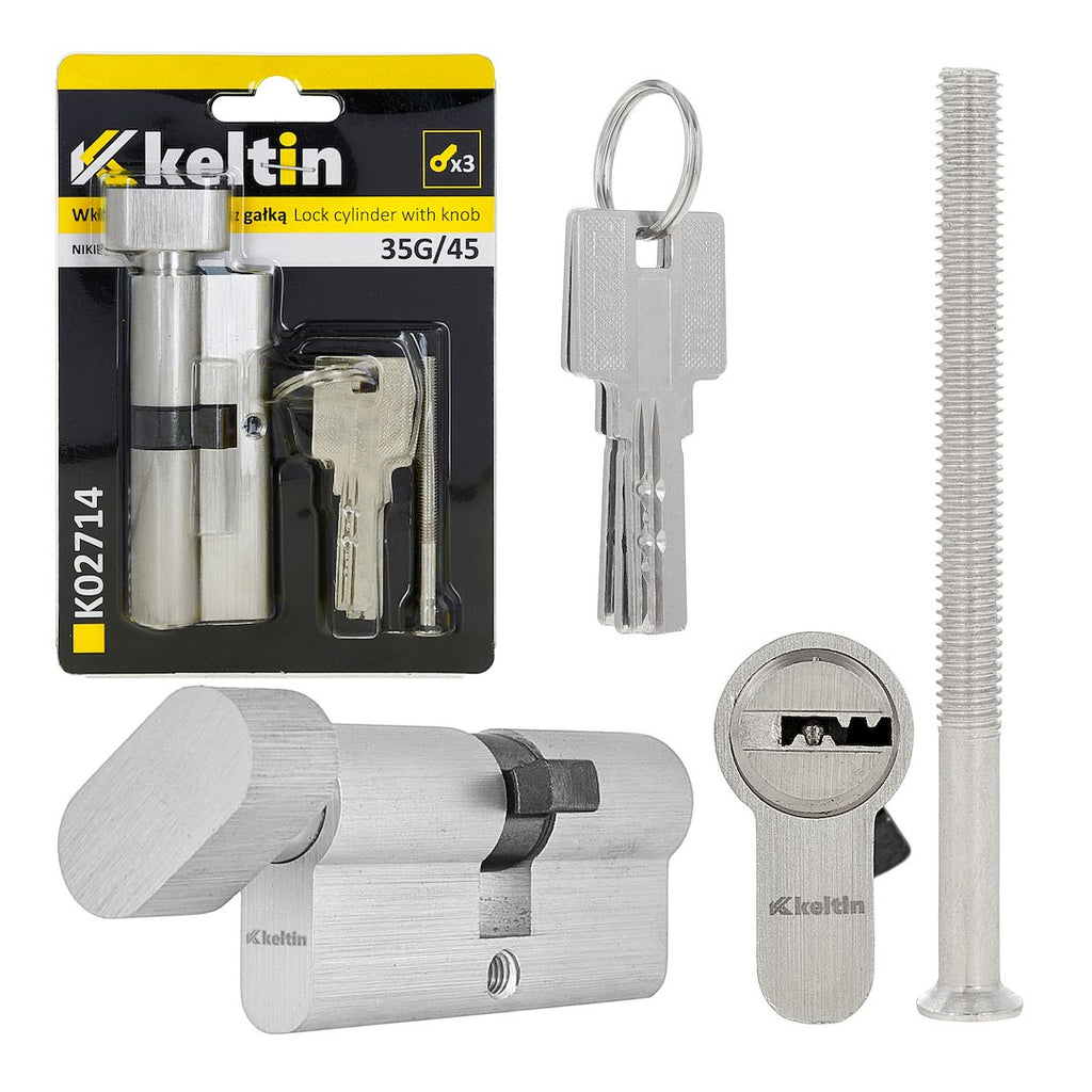 Lock cylinder insert with knob 35k/45 (nickel color)