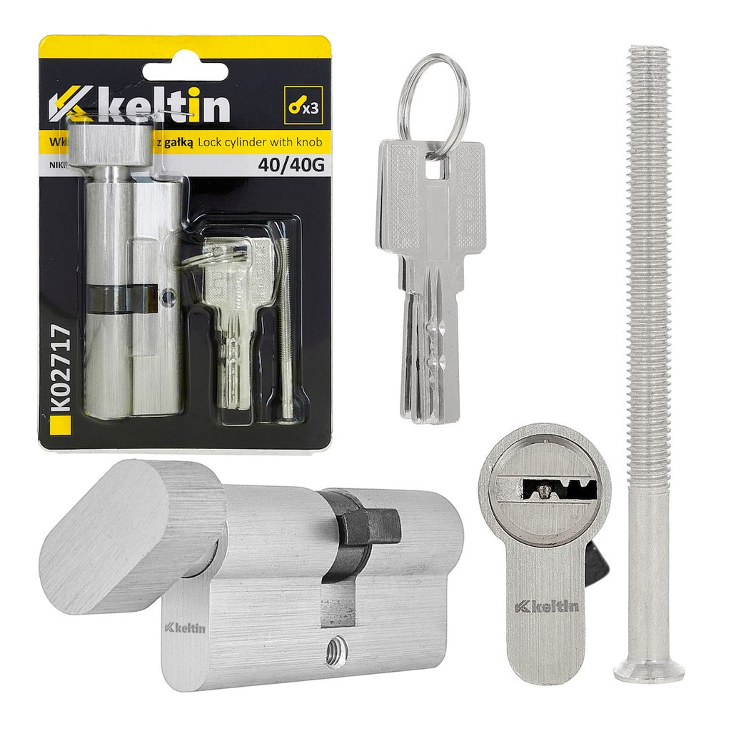 Lock cylinder insert with knob 40/40k (nickel color)
