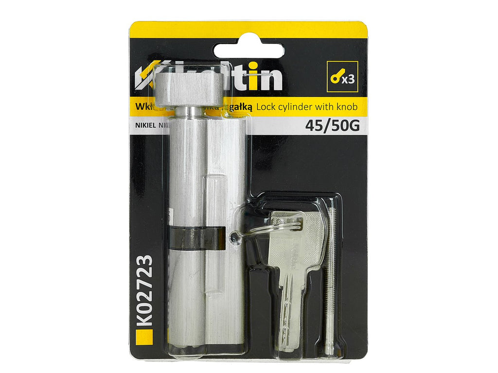 Lock cylinder insert with knob 45/50k (nickel color)