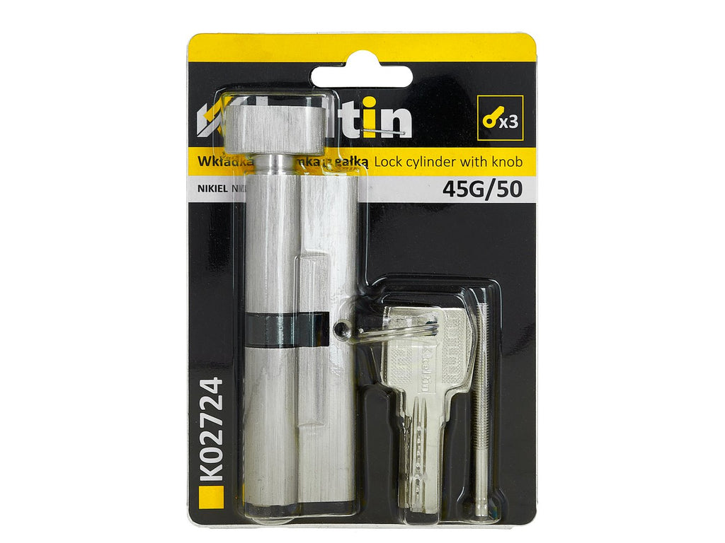 Lock cylinder insert with knob 45k/50 (nickel color)
