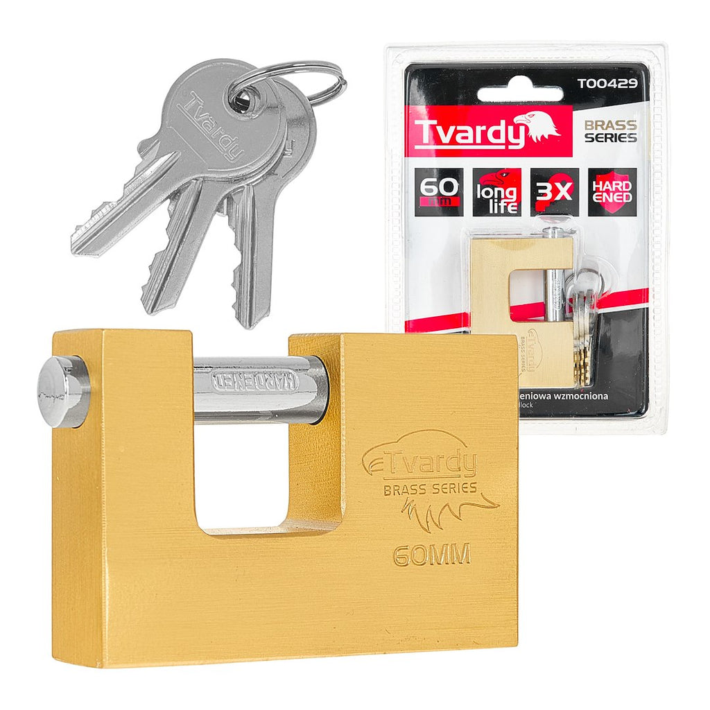 Brass hardened sliding pin padlock 60 mm BRASS-SERIES