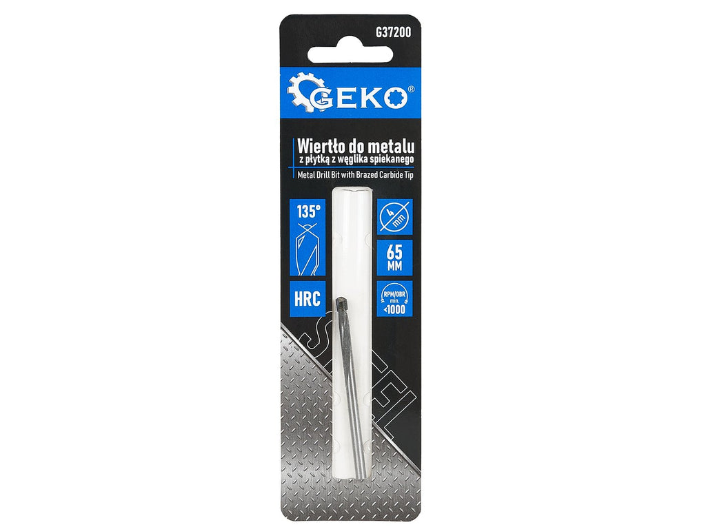 Metal drill bit with brazed carbide tip - 4 x 65 mm