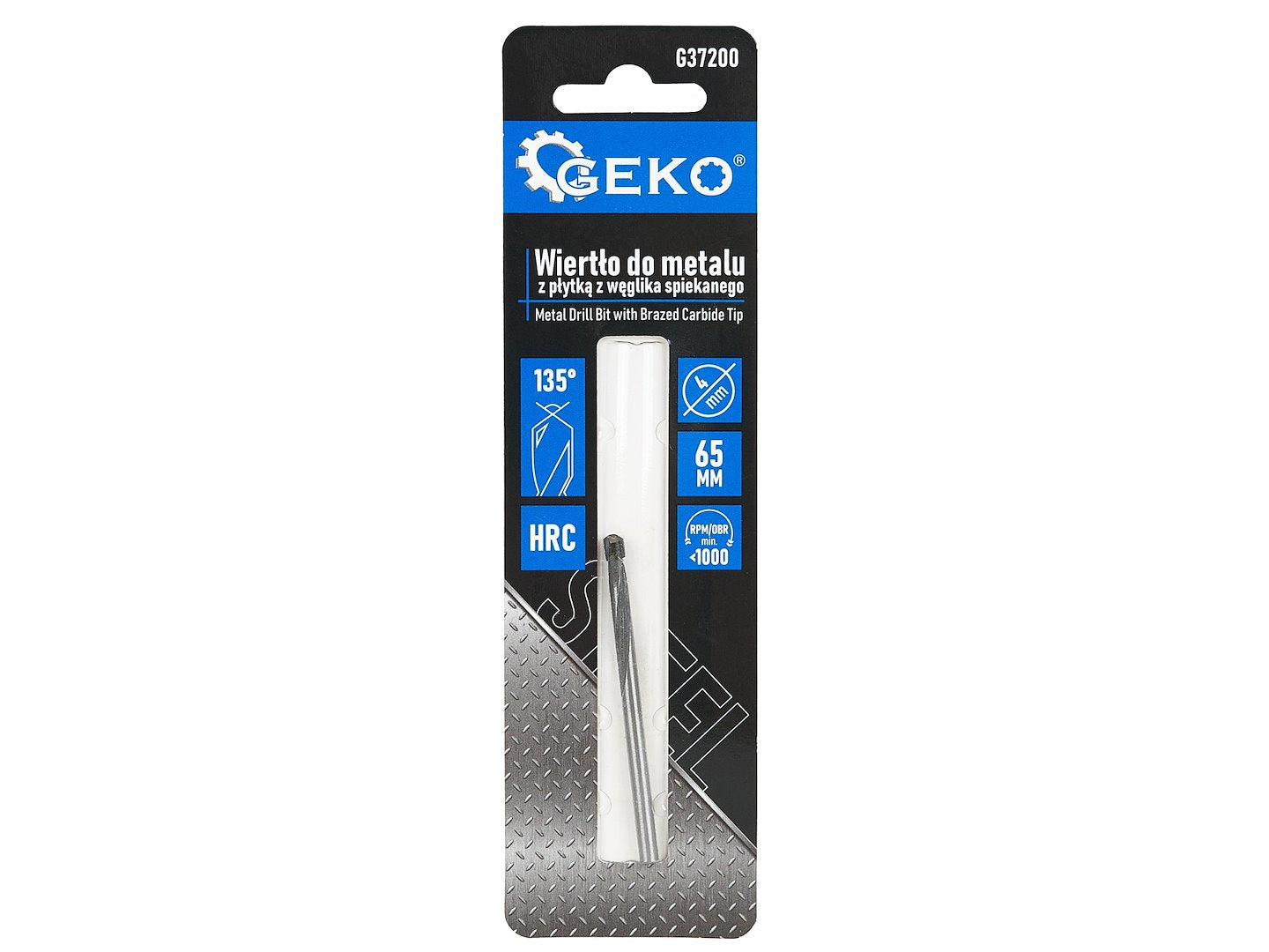 Metal drill bit with brazed carbide tip - 4 x 65 mm