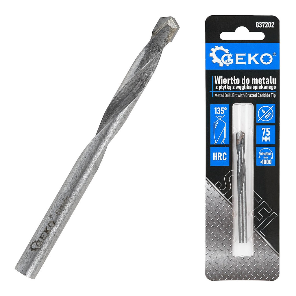 Metal Drill Bit with Brazed Carbide Tip - 6 x 75 mm