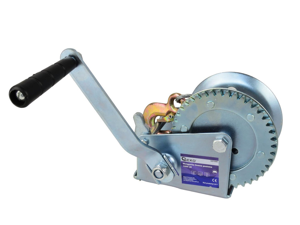 GEKO Hand Winch 1000 lb / 450 kg, 10 m Wire Rope