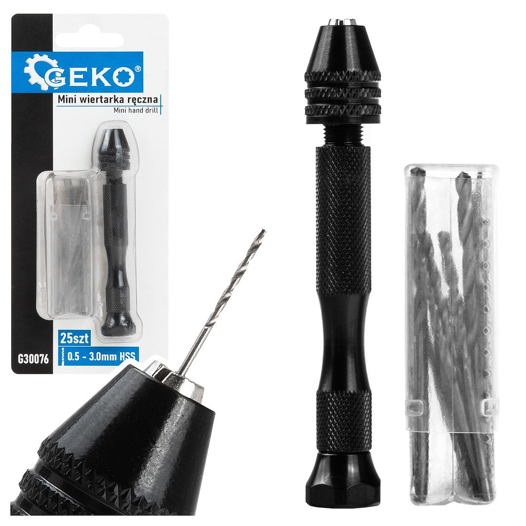 Mini hand drill set with 25 pcs HSS bits