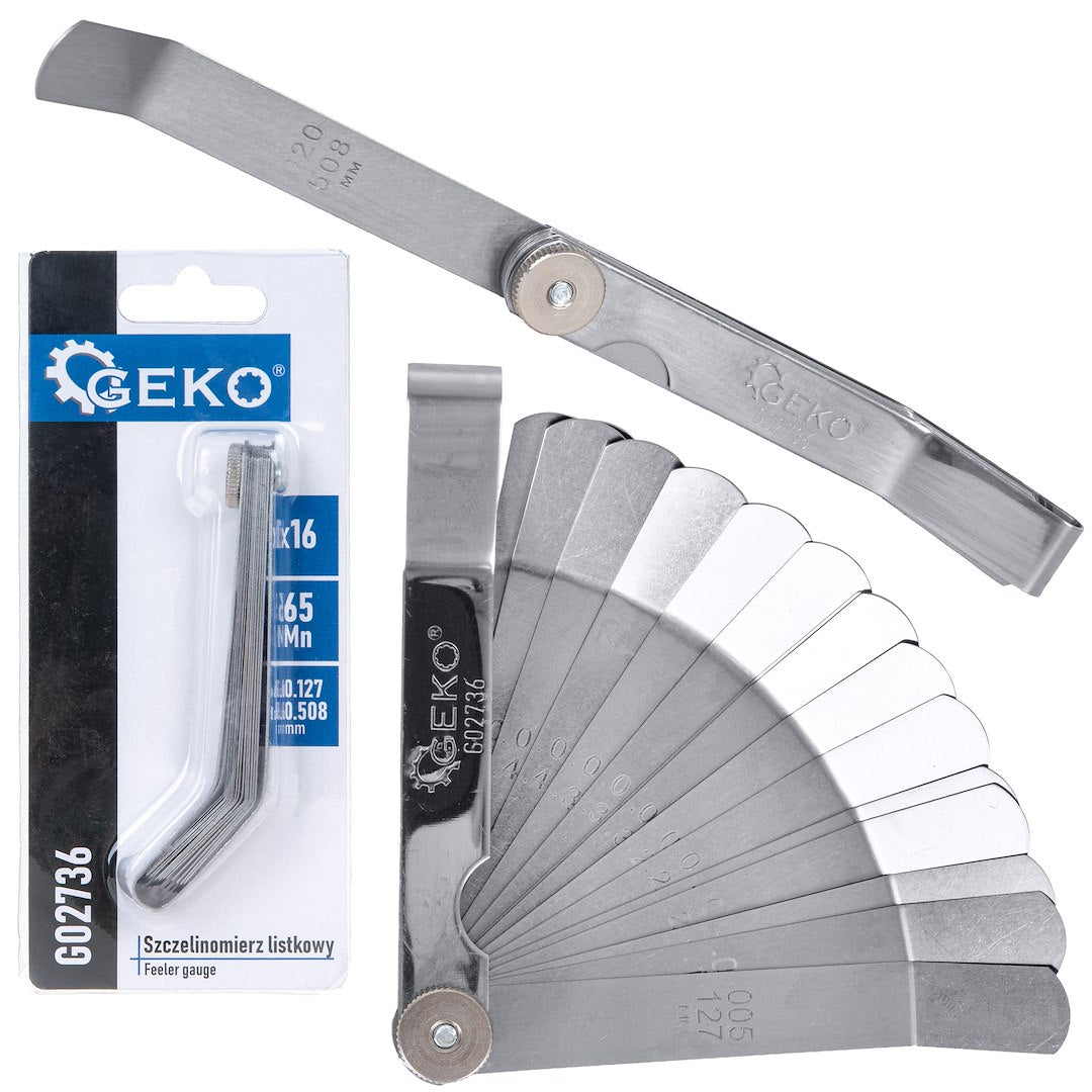 Feeler gauge 0.127 – 0.508 mm, 16 blades