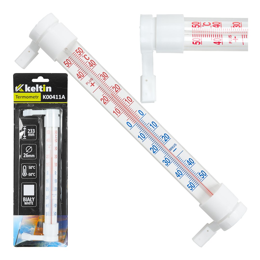 Outdoor window thermometer, 233 x 24 mm, white