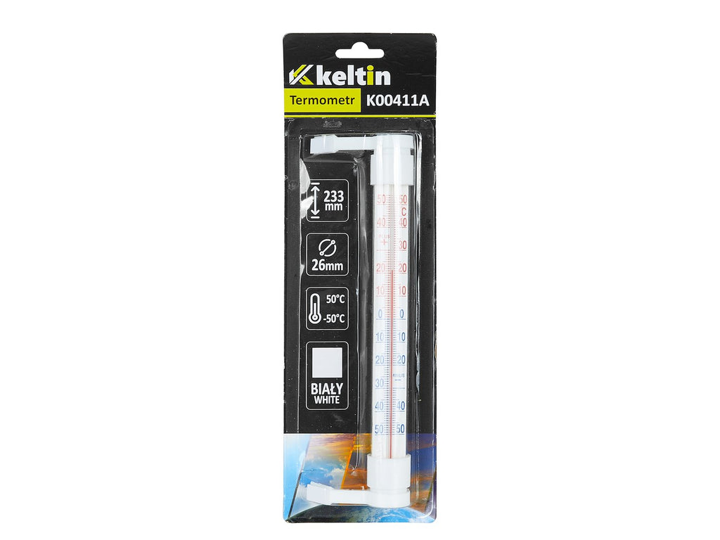 Outdoor window thermometer, 233 x 24 mm, white